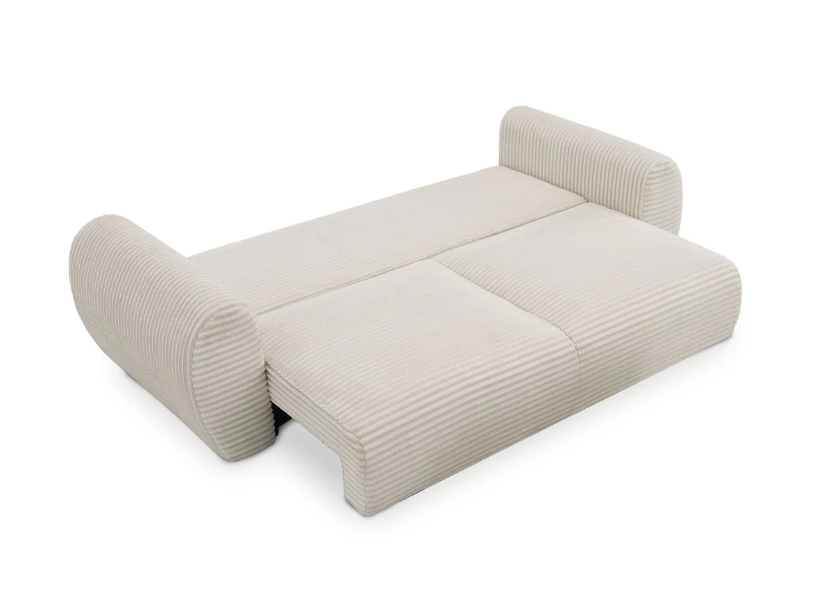 Canapé convertible 3 places avec coffre en gros côtelé doux beige TILDA - Image 5