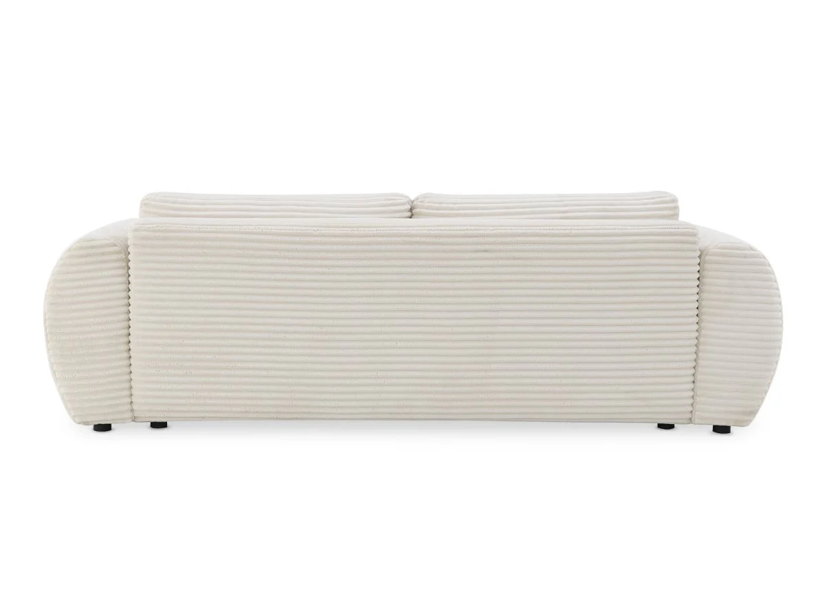 Canapé convertible 3 places avec coffre en gros côtelé doux beige TILDA - Image 7