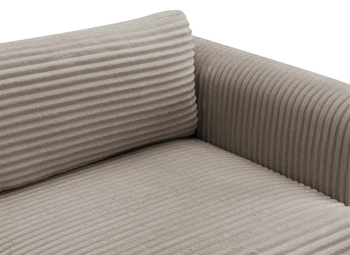 Canapé convertible 3 places avec coffre en gros côtelé doux taupe TILDA - Image 10