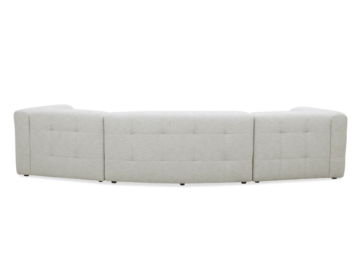 Canapé droit fixe 5 places en velours texturé beige ARELIA - Image 5