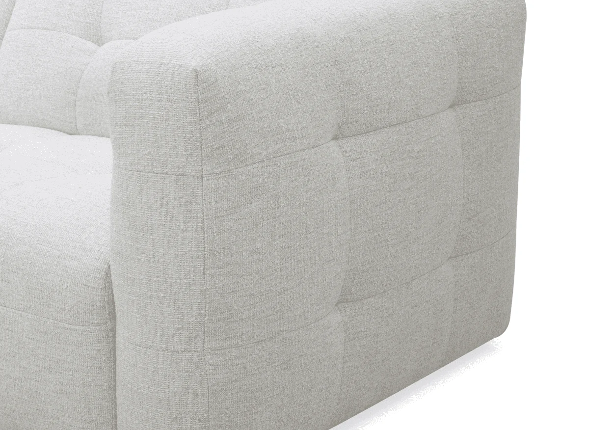 Canapé droit fixe 5 places en velours texturé beige ARELIA - Image 7