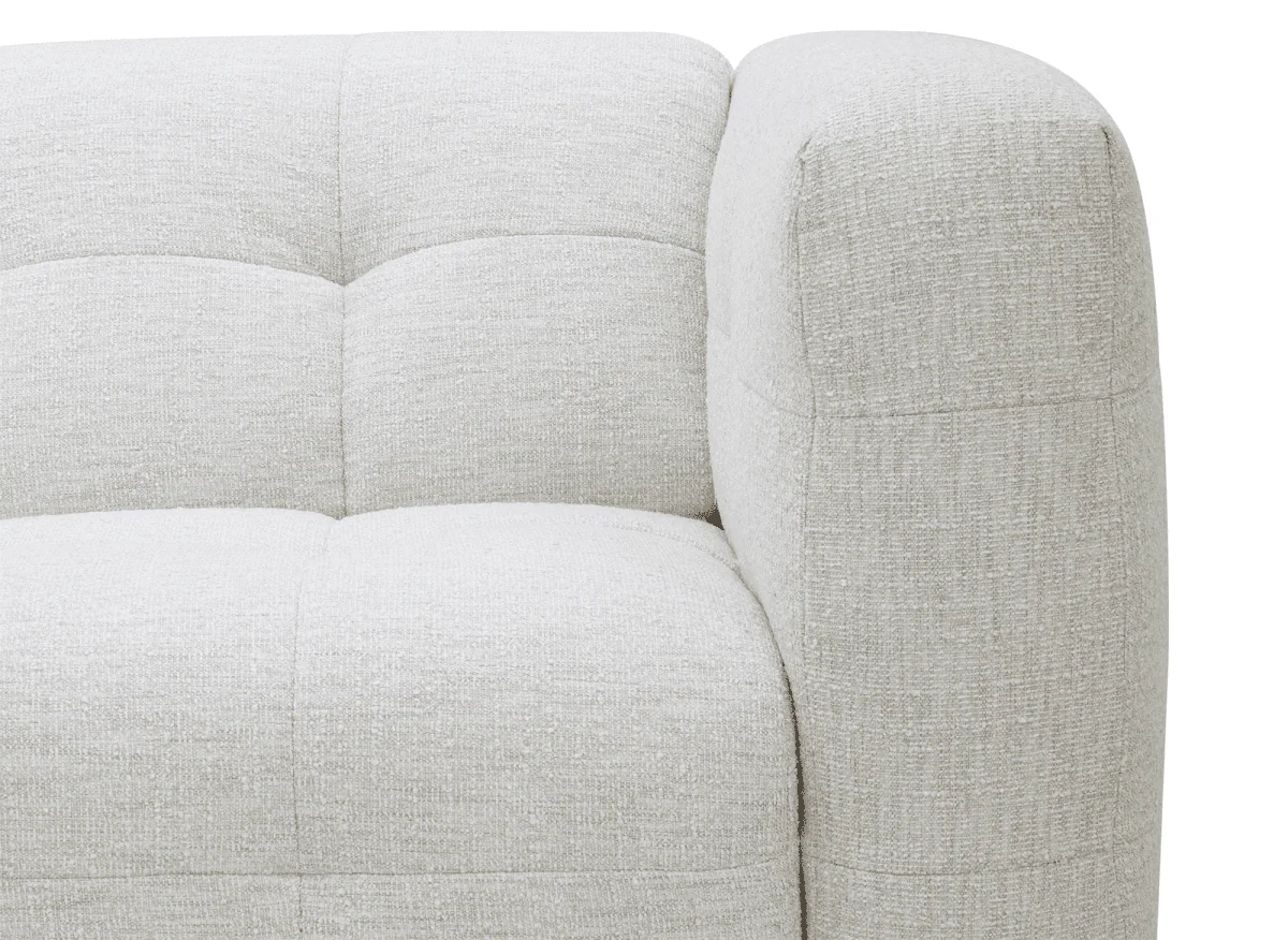 Canapé droit fixe 5 places en velours texturé beige ARELIA - Image 8