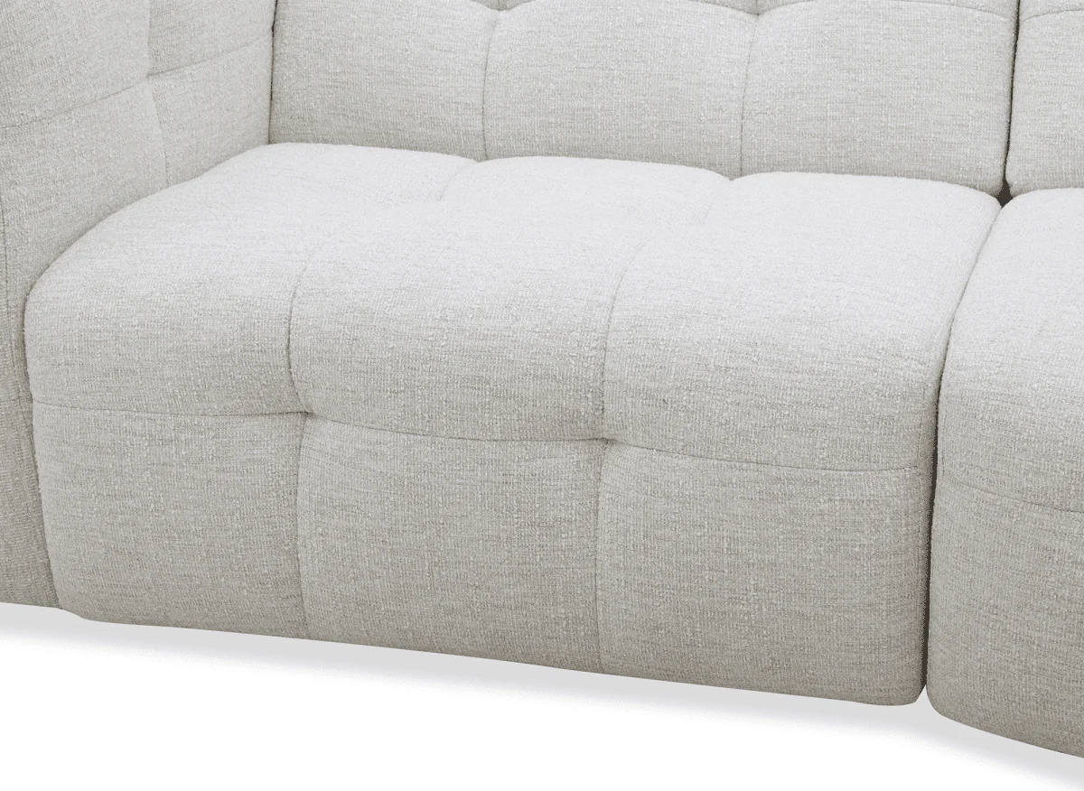 Canapé droit fixe 5 places en velours texturé beige ARELIA - Image 9