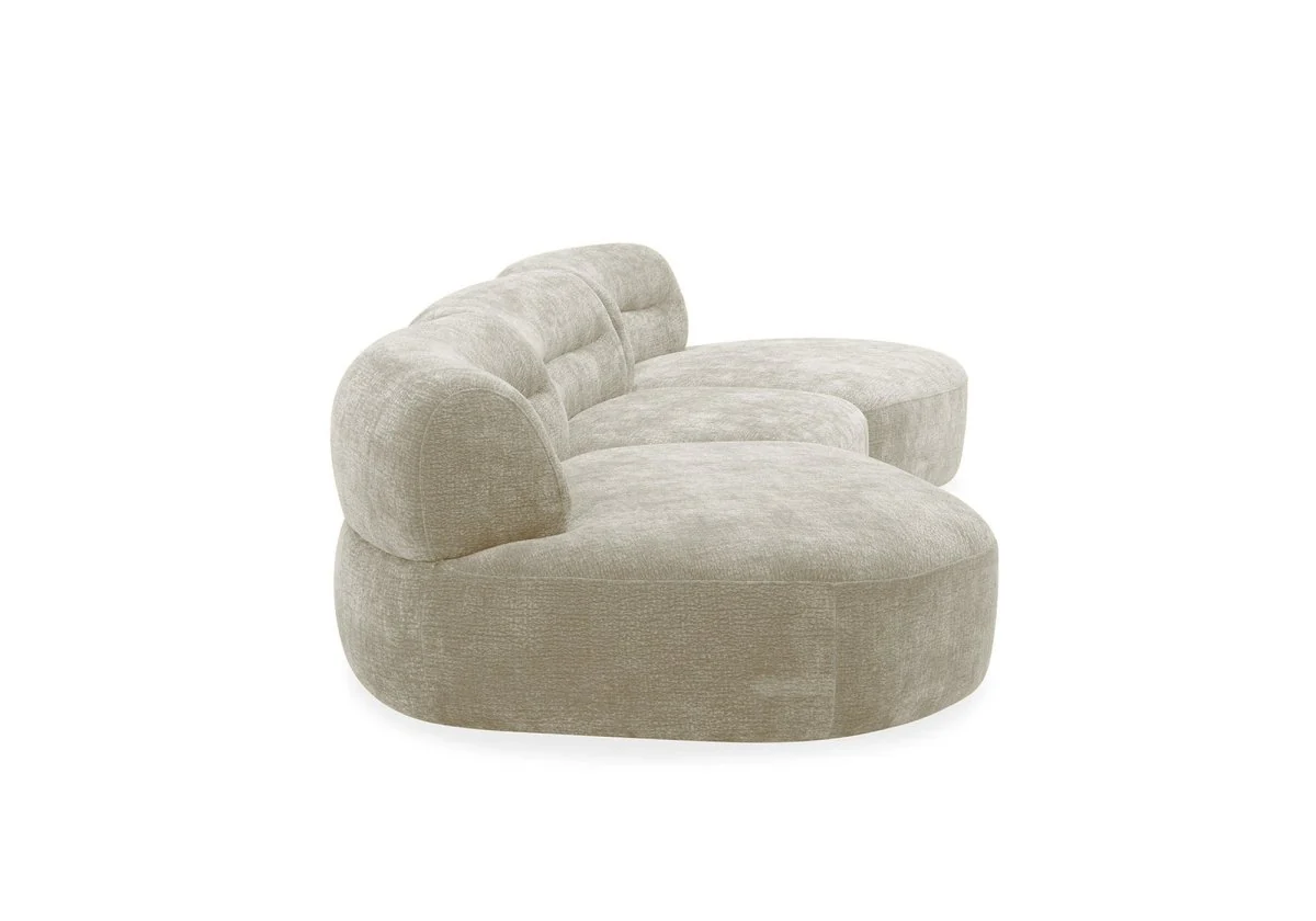 Canapé droit fixe 6 places en velours tissé beige IMENIA - Image 5