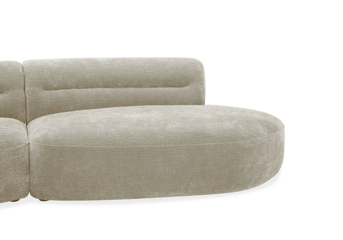 Canapé droit fixe 6 places en velours tissé beige IMENIA - Image 6