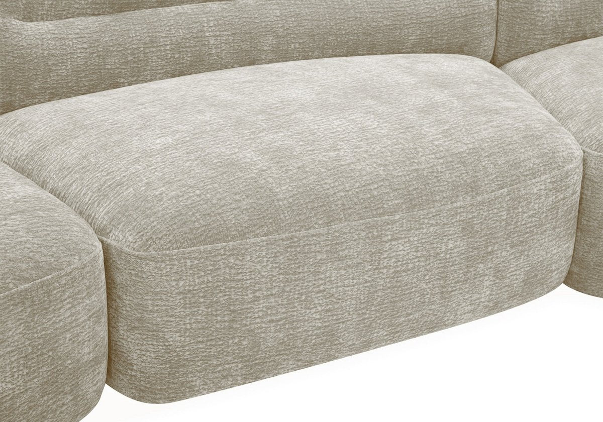 Canapé droit fixe 6 places en velours tissé beige IMENIA - Image 7