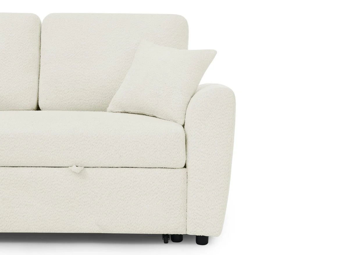 Canapé panoramique convertible avec coffres en tissu bouclette beige ADRYEN - Image 12
