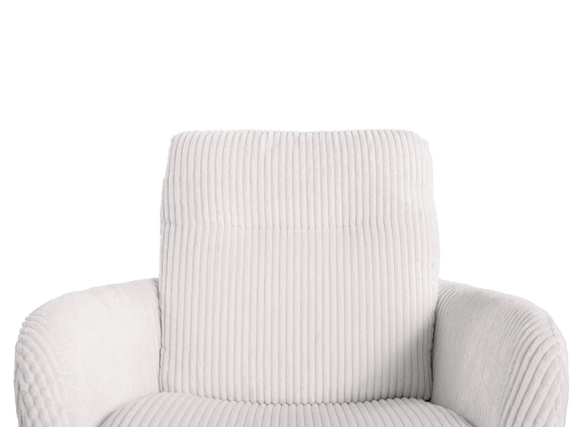 Chaise design avec accoudoirs en velours côtelé blanc écru LOLA - Image 7