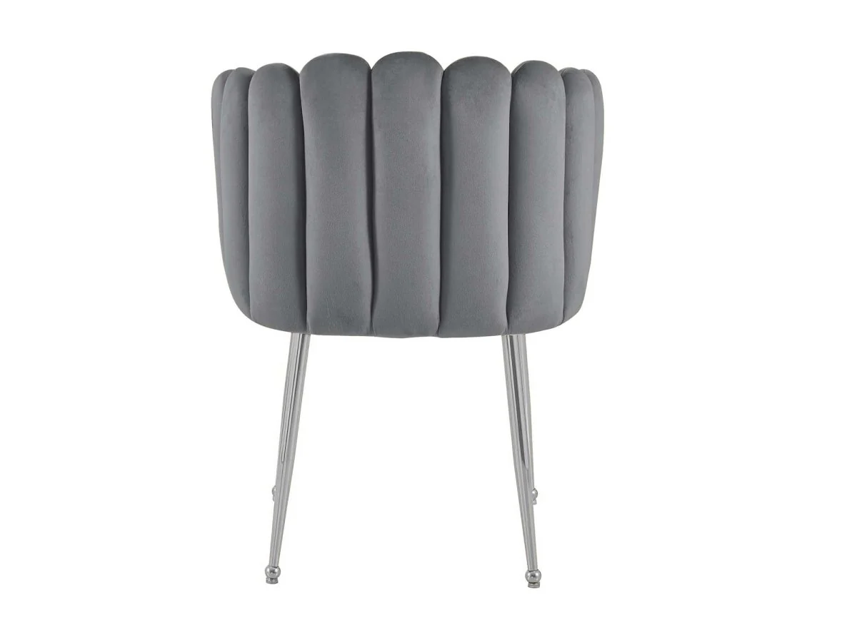 Chaise en velours gris pieds en métal argenté HAYDEN - Image 6