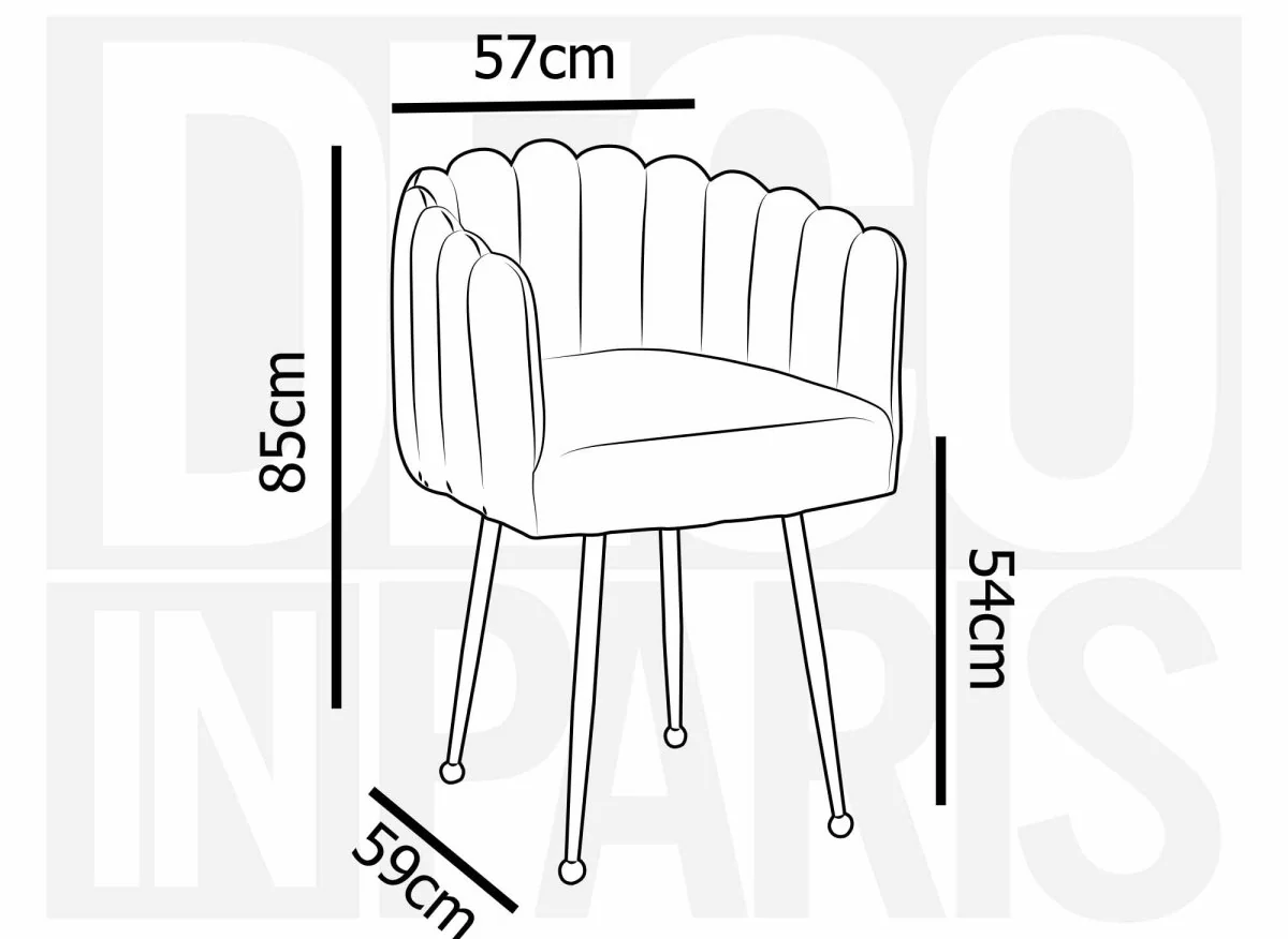Chaise en velours gris pieds en métal argenté HAYDEN - Image 7