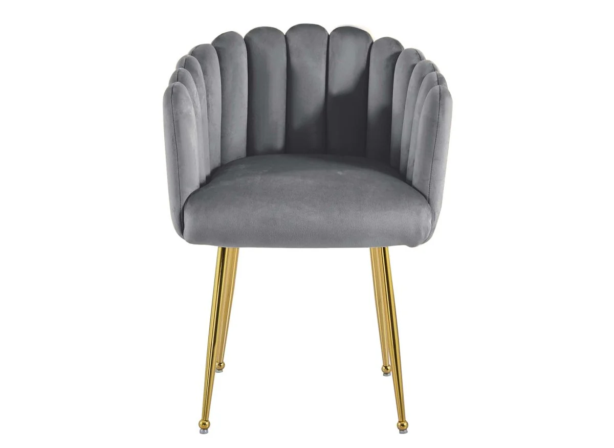 Chaise en velours gris pieds en métal doré HAYDEN - Image 4