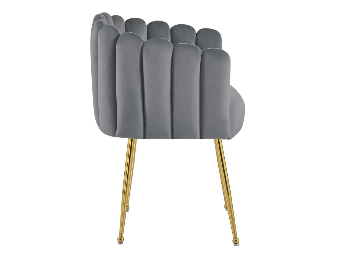 Chaise en velours gris pieds en métal doré HAYDEN - Image 5