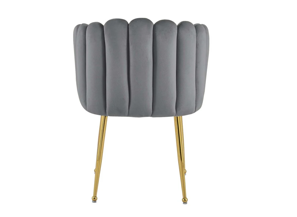 Chaise en velours gris pieds en métal doré HAYDEN - Image 6