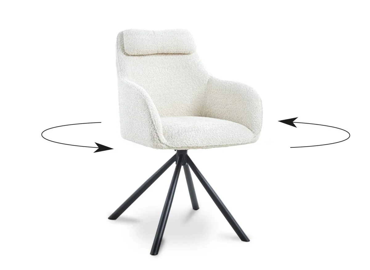 Chaise pivotante avec accoudoirs effet peau de mouton beige AGNES - Image 5