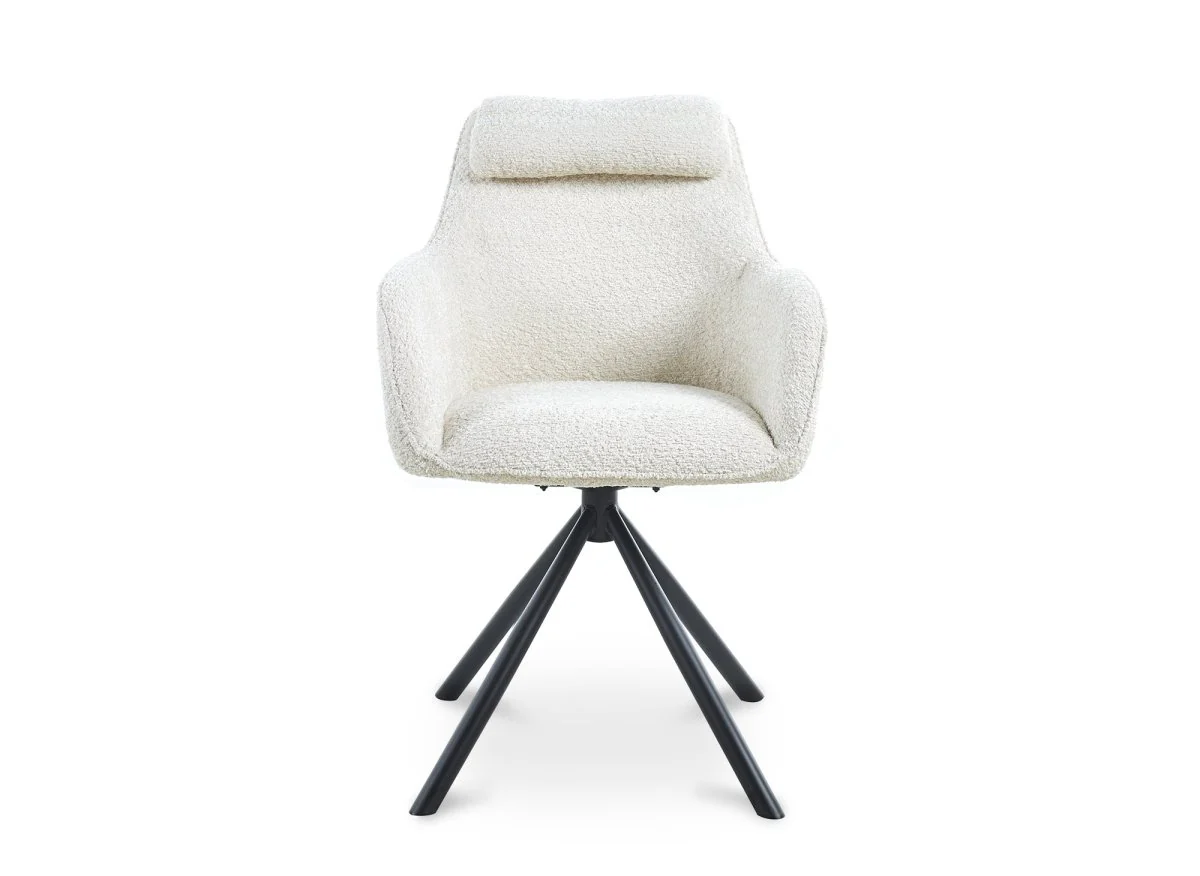 Chaise pivotante avec accoudoirs effet peau de mouton beige AGNES - Image 6