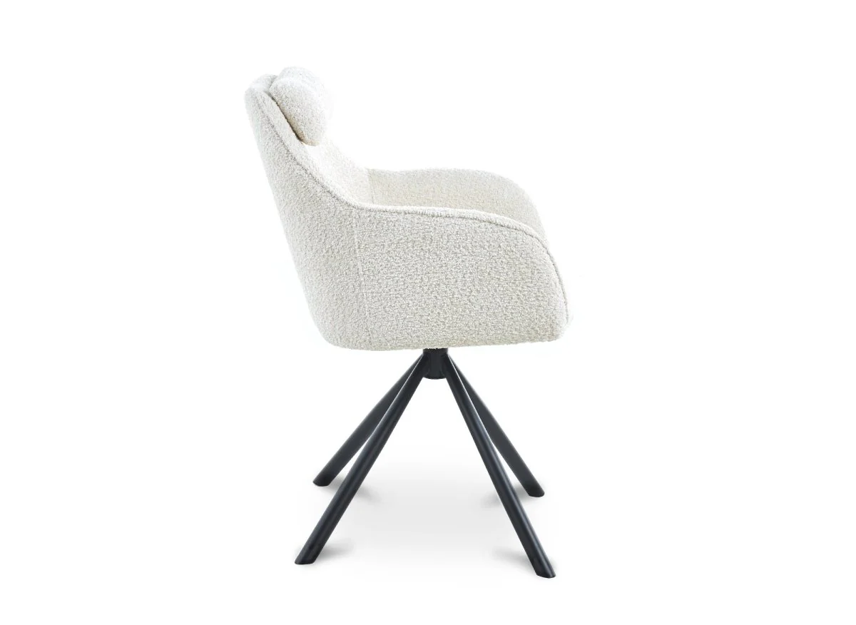 Chaise pivotante avec accoudoirs effet peau de mouton beige AGNES - Image 7