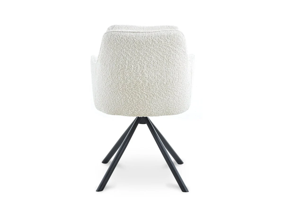 Chaise pivotante avec accoudoirs effet peau de mouton beige AGNES - Image 8