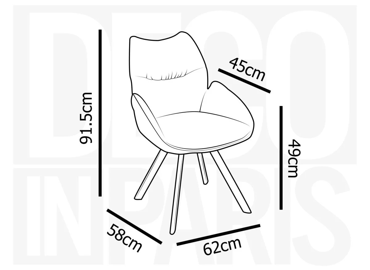 Chaise pivotante avec accoudoirs en tissu jaune TALIA - Image 9