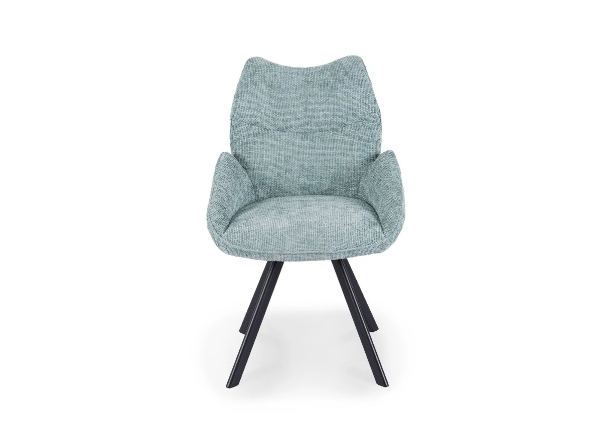 Chaise pivotante avec accoudoirs en tissu vert d'eau TALIA - Image 5