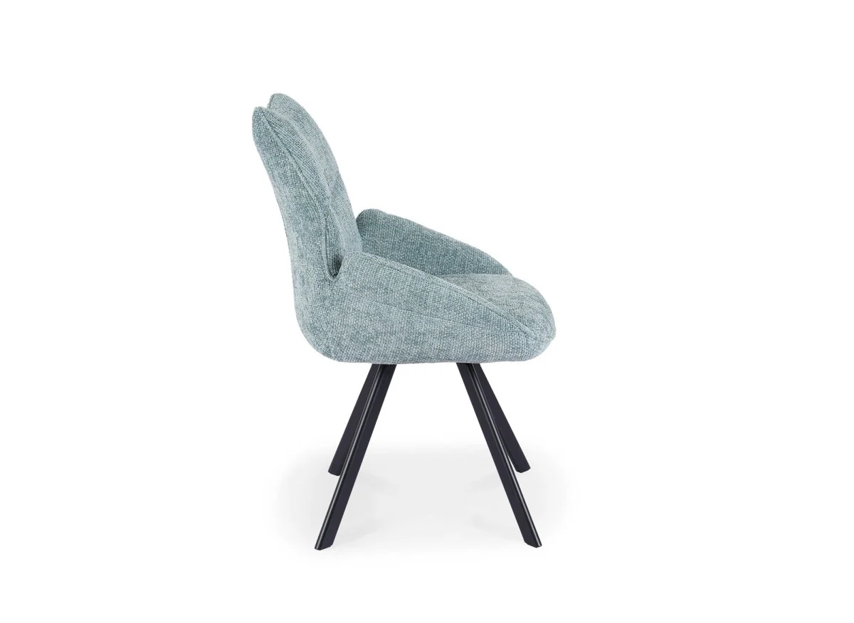 Chaise pivotante avec accoudoirs en tissu vert d'eau TALIA - Image 7