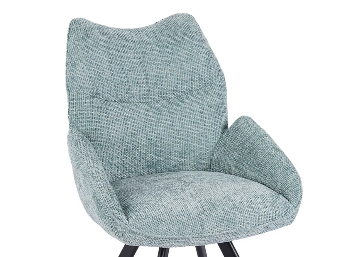 Chaise pivotante avec accoudoirs en tissu vert d'eau TALIA - Image 8