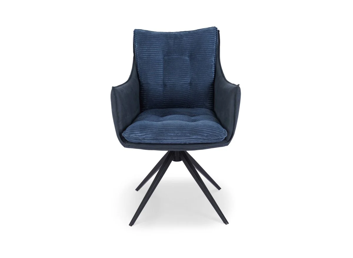 Chaise pivotante avec accoudoirs en velours bleu NOALIE - Image 4