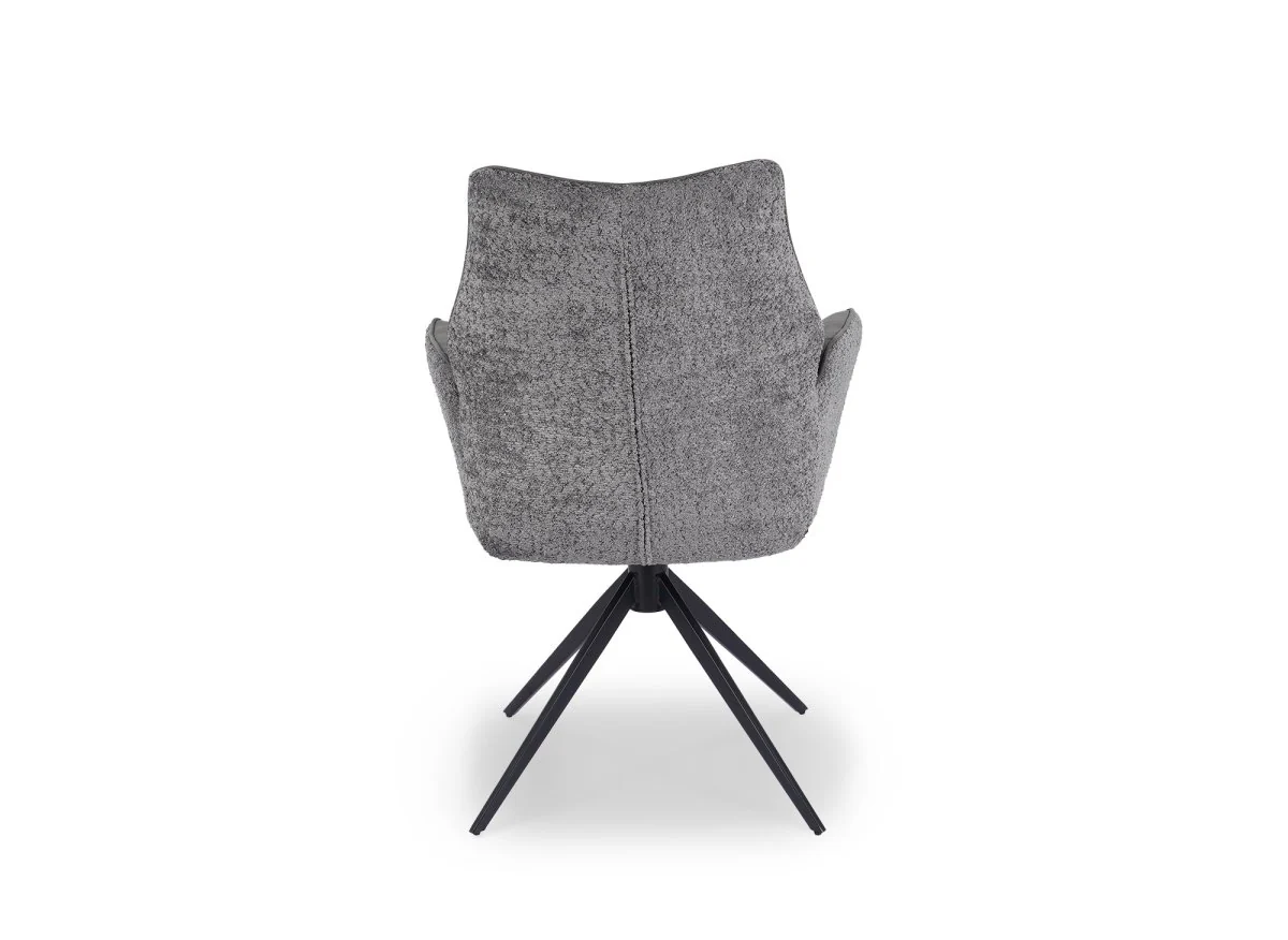 Chaise pivotante avec accoudoirs en velours et tissu bouclette gris ISALIE - Image 5