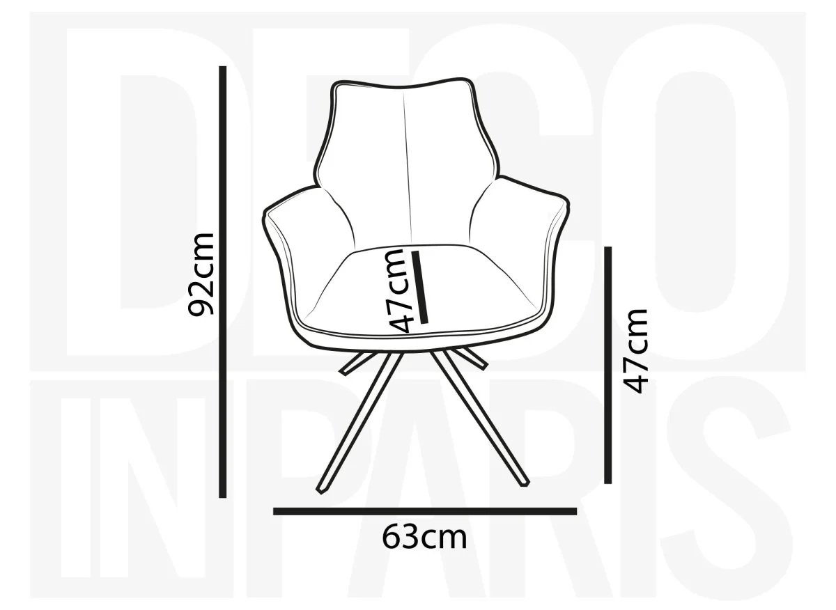 Chaise pivotante avec accoudoirs en velours et tissu bouclette gris ISALIE - Image 8