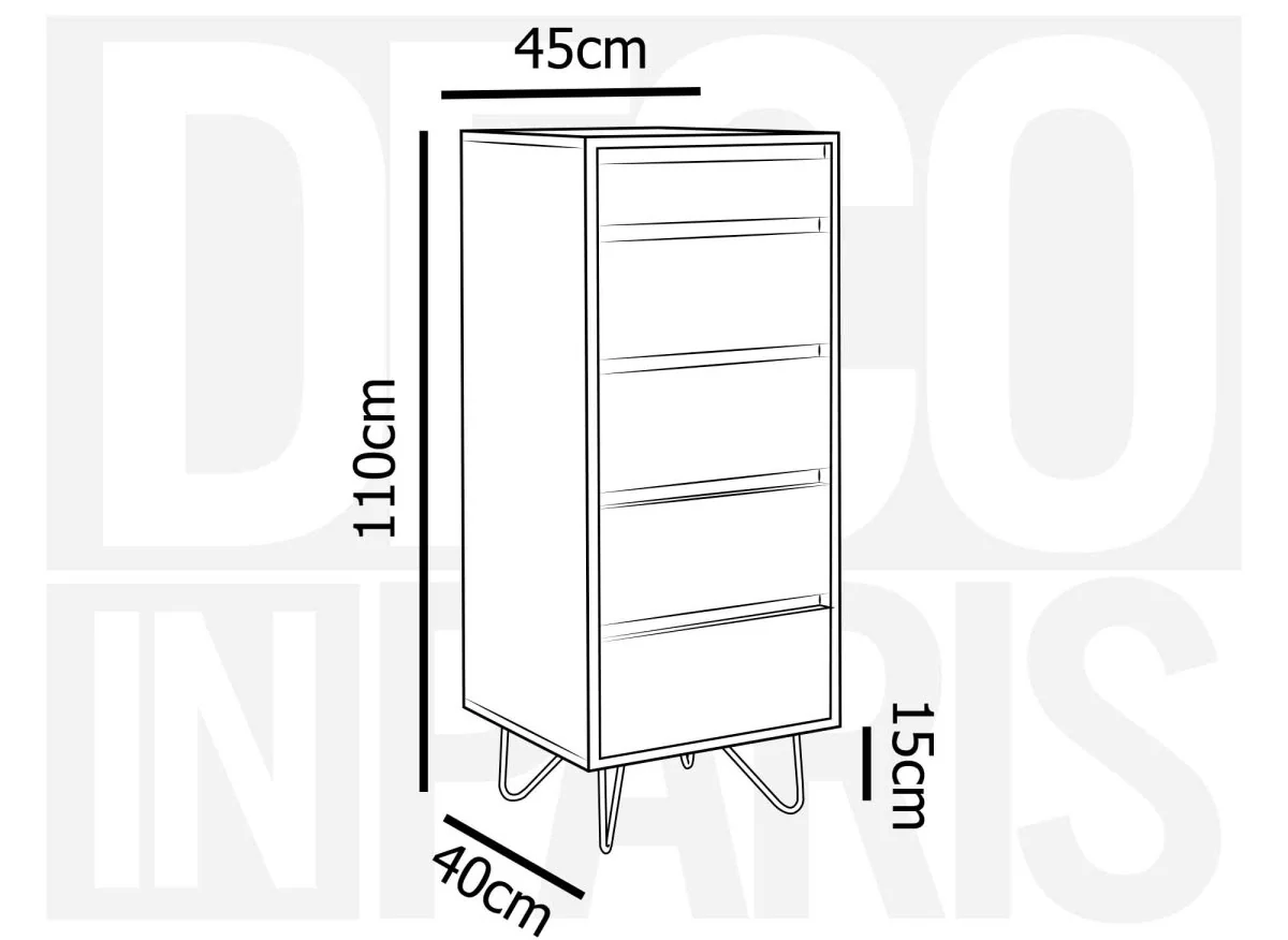 Commode 4 tiroirs bleu canard avec coiffeuse intégrée DARINA - Image 7