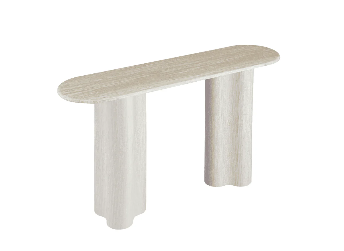 Console en marbre composite beige pieds forme organique VANINA - Image 3