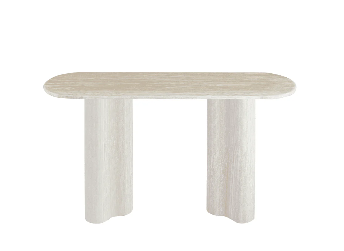 Console en marbre composite beige pieds forme organique VANINA - Image 4