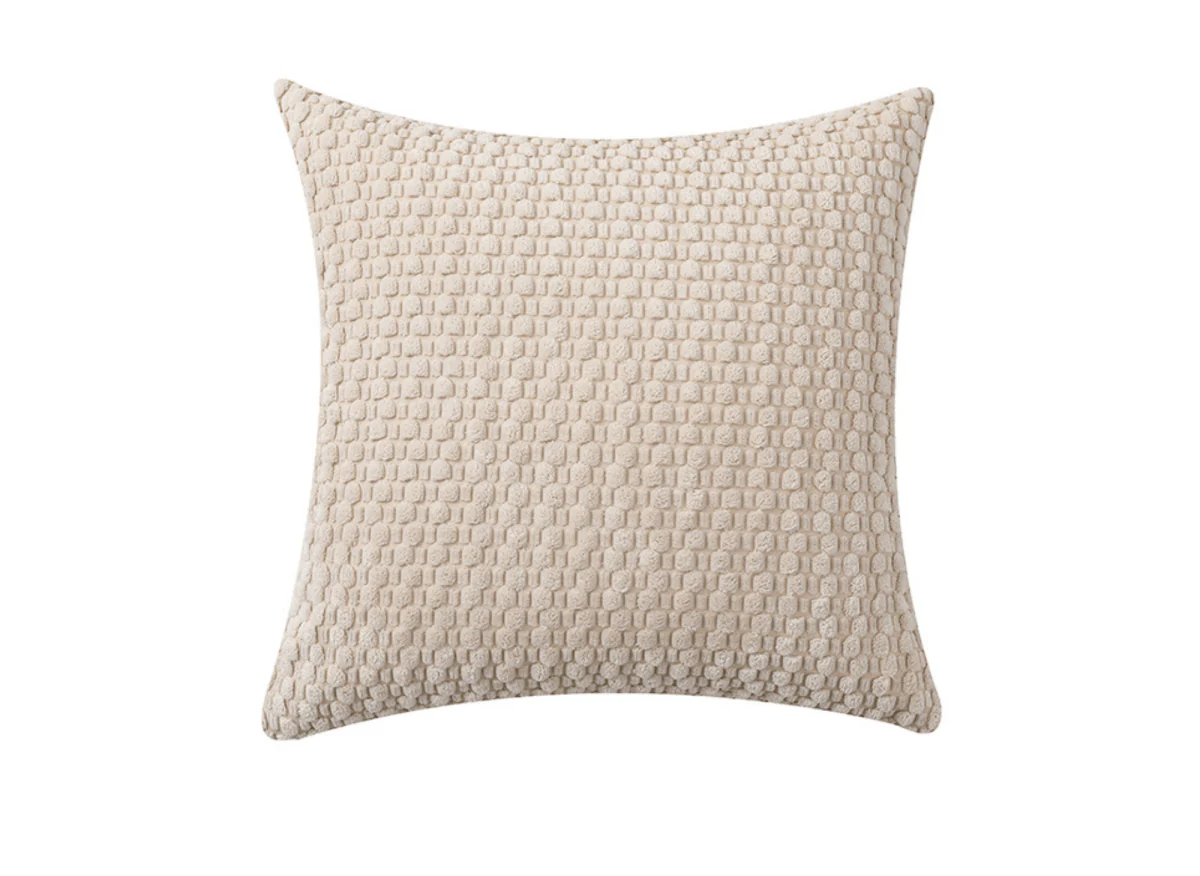 Coussin beige en tissu texturé doux 45x45 cm DUNE - Image 4