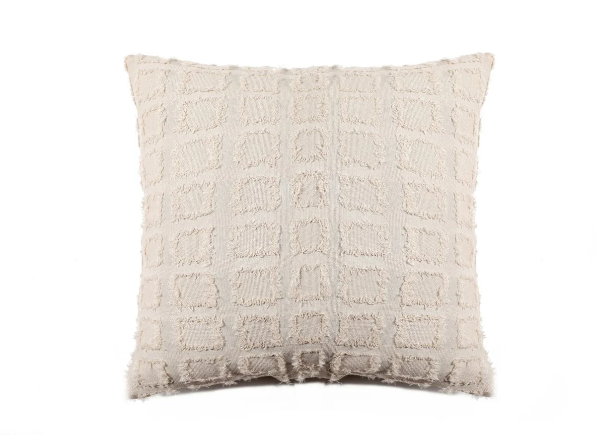 Coussin beige à formes carrées texturées 45x45 cm ELVIO - Image 3