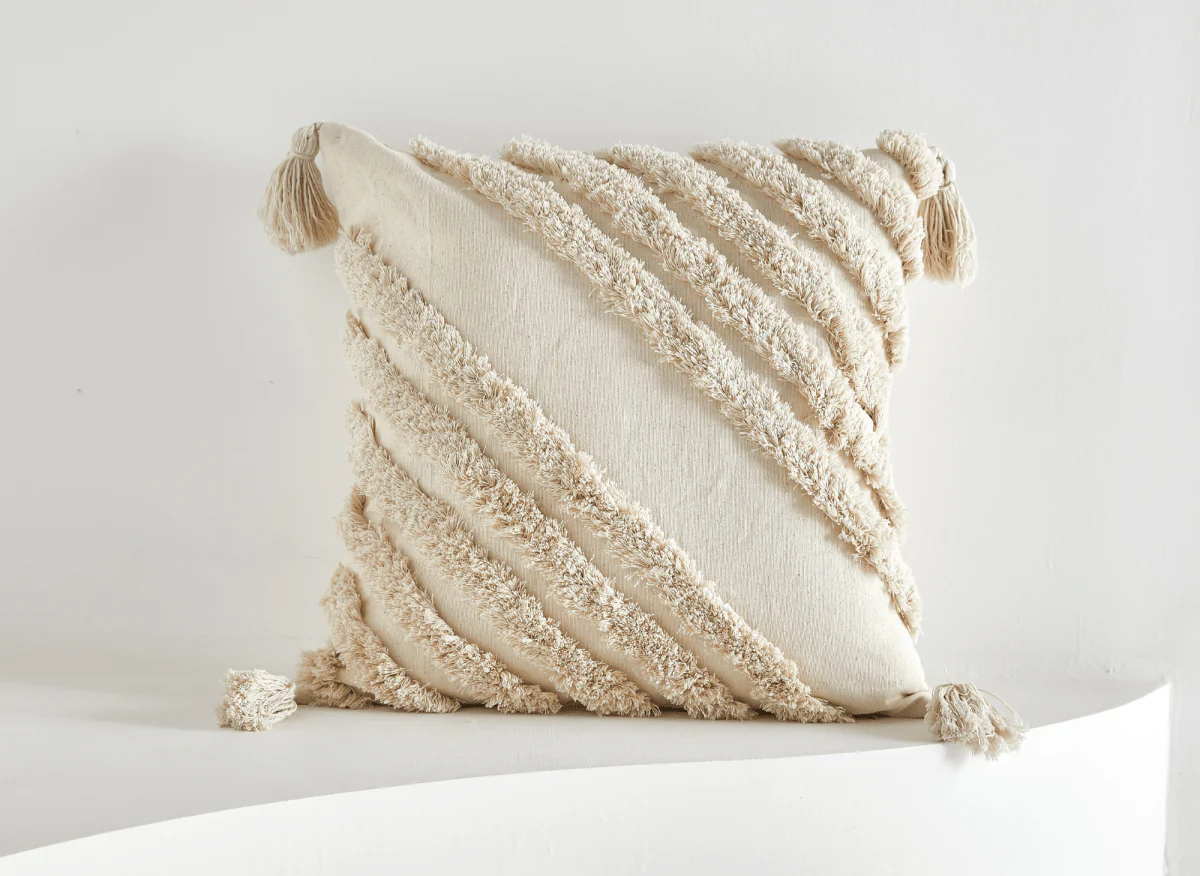Coussin beige à tissu texturé 45x45 cm NEVADA - Image 2