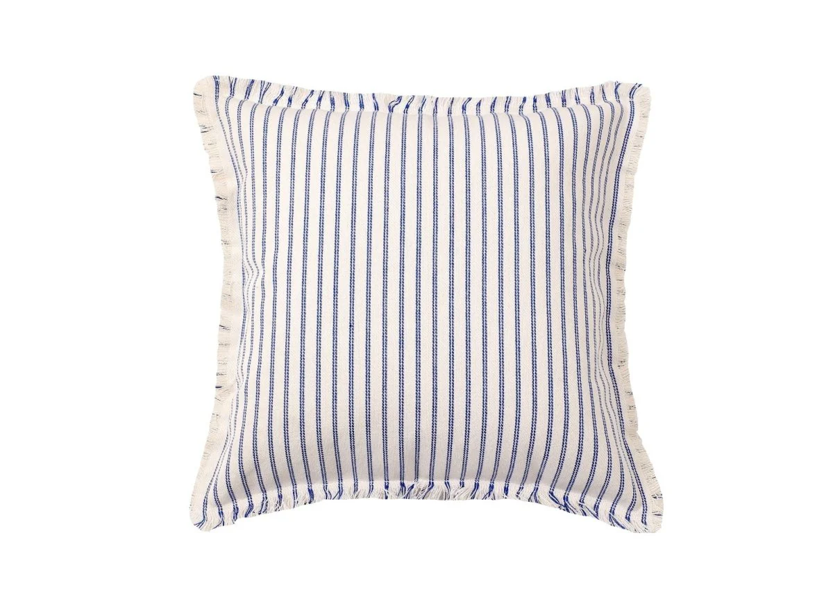 Coussin blanc à rayures bleu clair 45x45 cm TALINA - Image 3