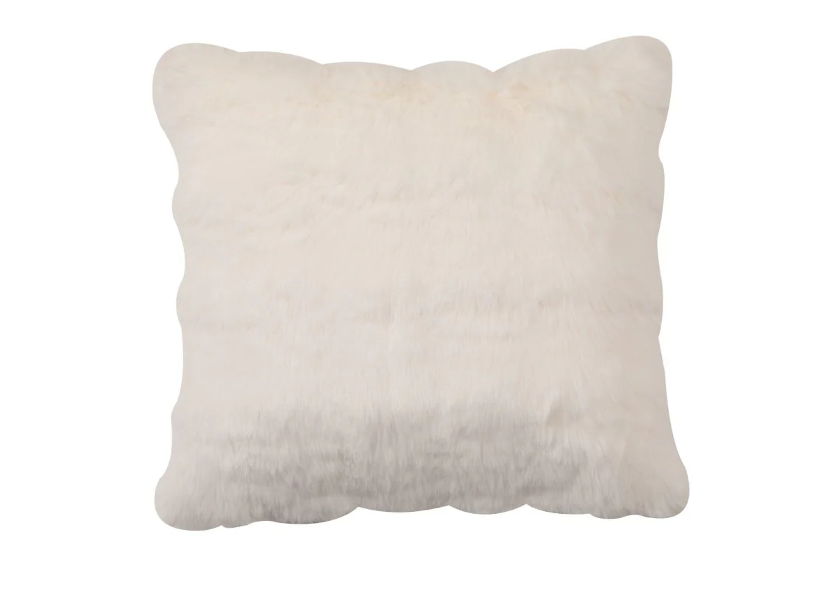 Coussin blanc effet fourrure 45x45 cm KAELA - Image 2