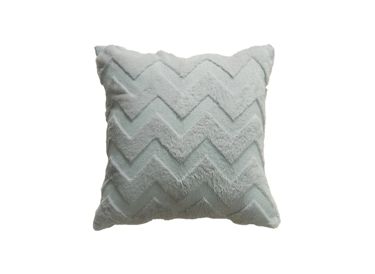 Coussin carré 45x45 cm en tissu doux motif chevron gris clair HARRY - Image 2