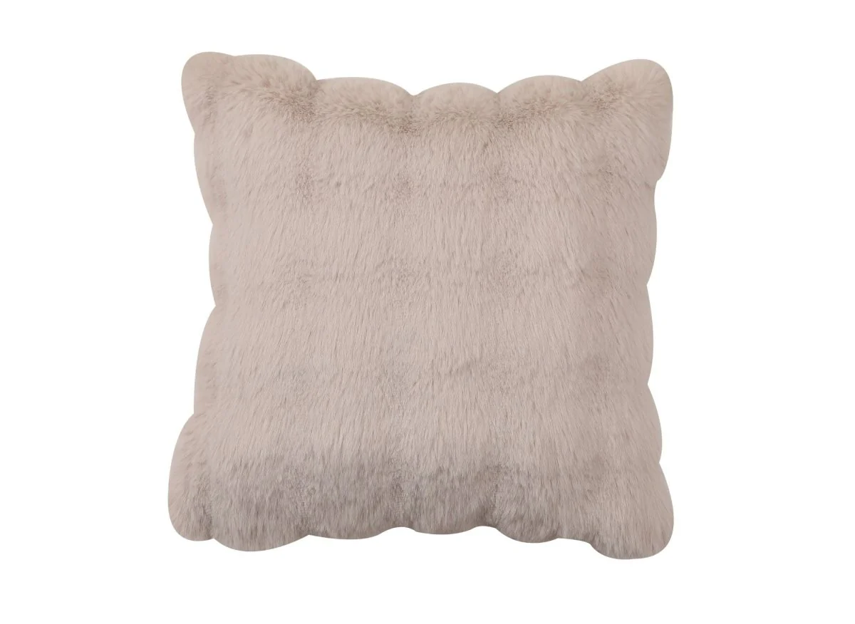 Coussin taupe effet fourrure 45x45 cm KAELA - Image 2