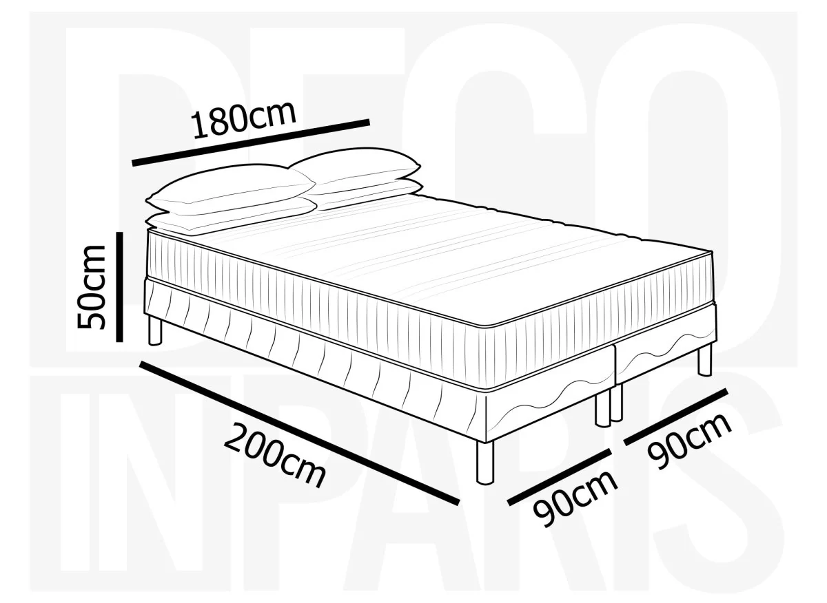 Ensemble 180x200 sommier tapissier + Matelas en mousse 20 cm - AWAN - Image 5