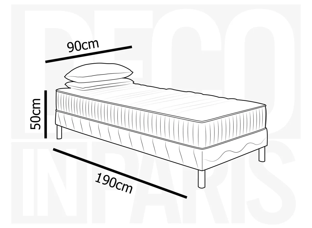 Ensemble 90x190 sommier tapissier + Matelas en mousse 20 cm - AWAN - Image 5