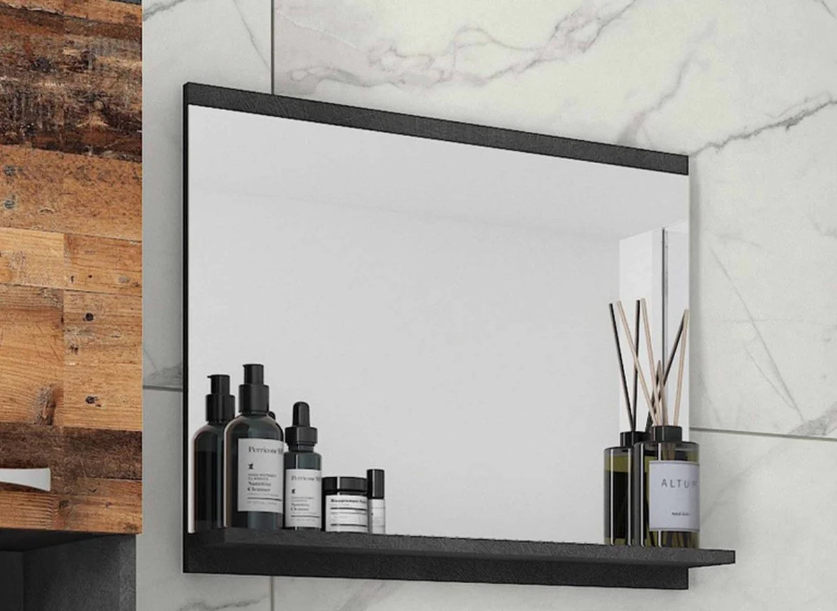 Ensemble meubles salle de bain design suspendu - Gris foncé et chêne vieilli HARMONY - Image 3