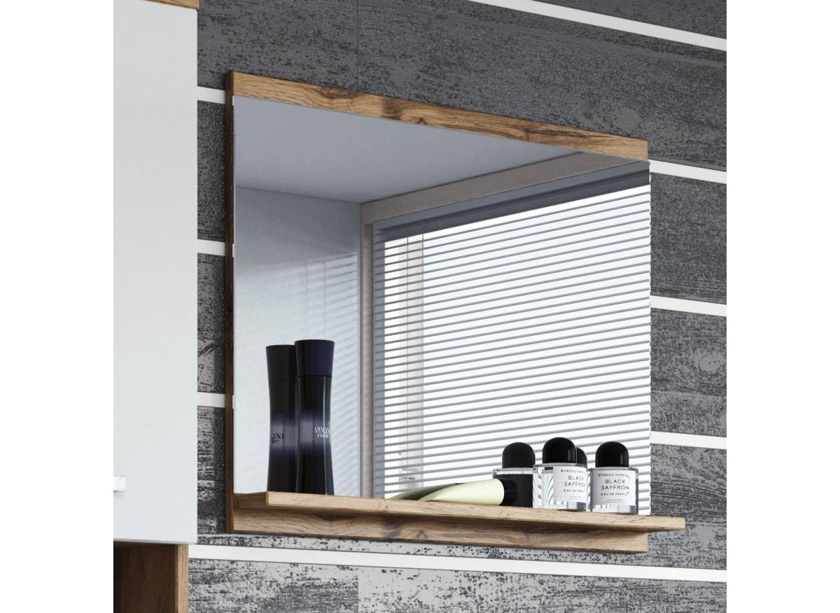 Ensemble meubles salle de bain suspendu - Bois et blanc HARMONY - Image 3