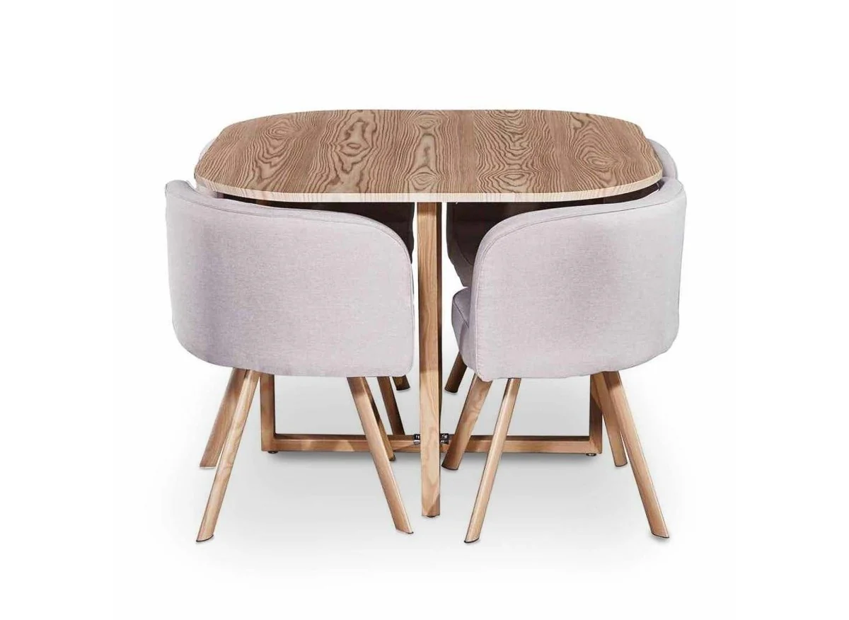 Ensemble table + 4 chaises encastrables beige FLEN - Image 4