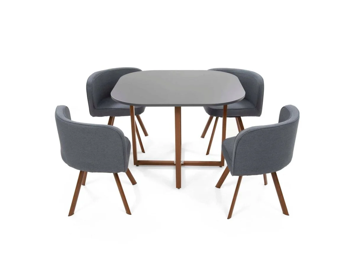 Ensemble table + 4 chaises encastrables grises FLEN - Image 5