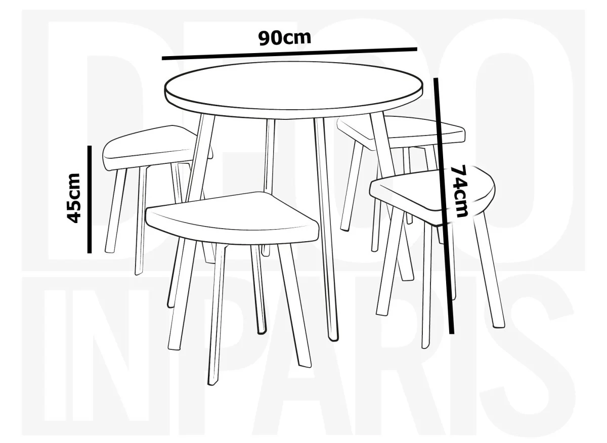 Ensemble table à manger en bois avec 4 tabourets beige IRINA - Image 15