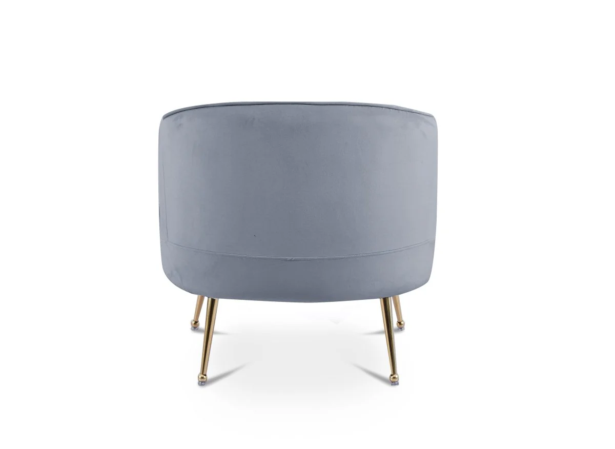 Fauteuil cabriolet en velours gris pieds doré TRECY - Image 5