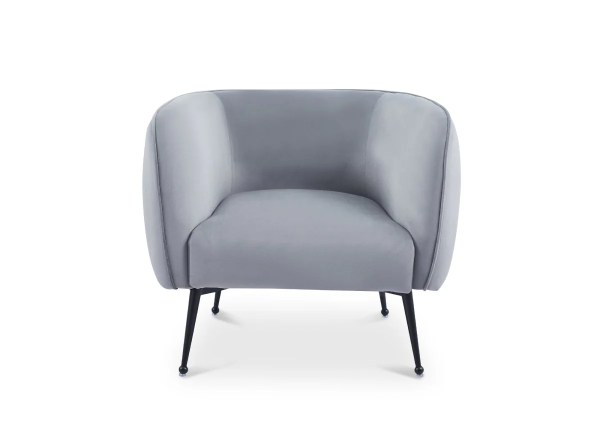 Fauteuil cabriolet en velours gris pieds noir PERRY - Image 3