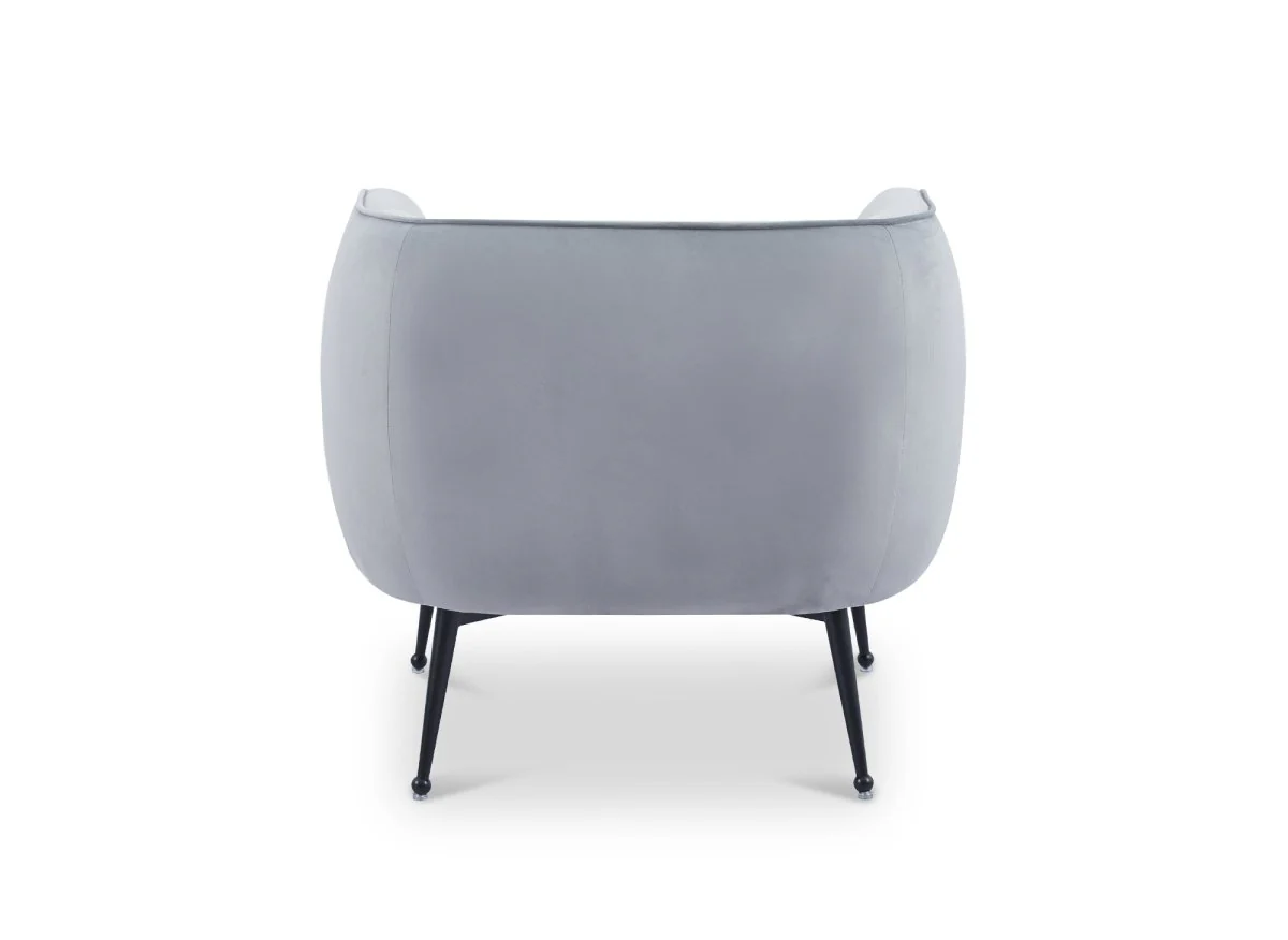 Fauteuil cabriolet en velours gris pieds noir PERRY - Image 4