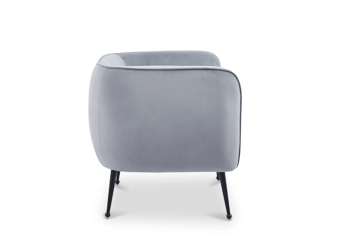 Fauteuil cabriolet en velours gris pieds noir PERRY - Image 5