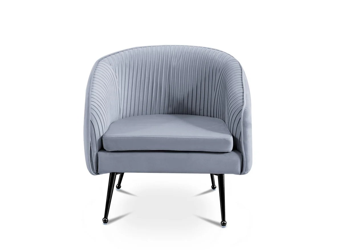 Fauteuil cabriolet en velours gris pieds noir TRECY - Image 4